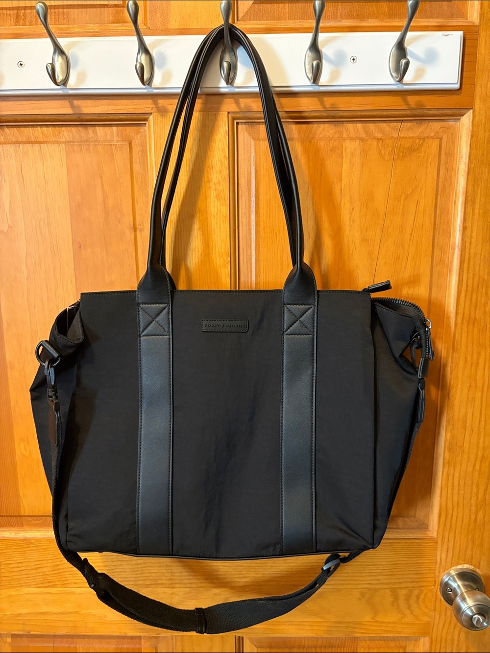 Poppy & Peonies Black Daily  Tote  LISTING PRICE FIRM.